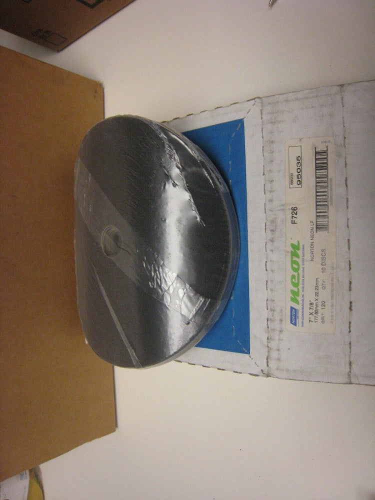 20 ct Norton Neon 7" x 7/8" Abrasive Discs 95035 F726 120 Grit Sanding grinding
