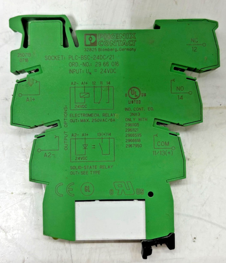 PHOENIX CONTACT INDUSTRIAL RELAY PLC-BSC-24DC/21 GREEN PUSH IN INPUT 24VDC