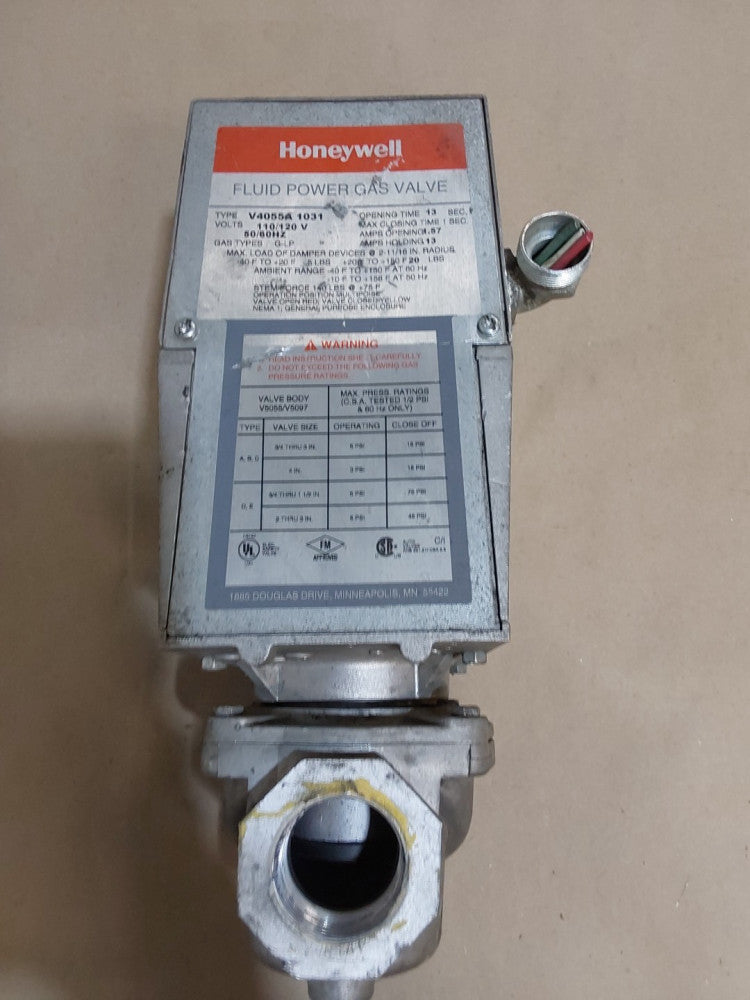 Honeywell V4055A 1031 Fluid Power Gas Valve 110/120V 50/60 & V5055A 1020...O14