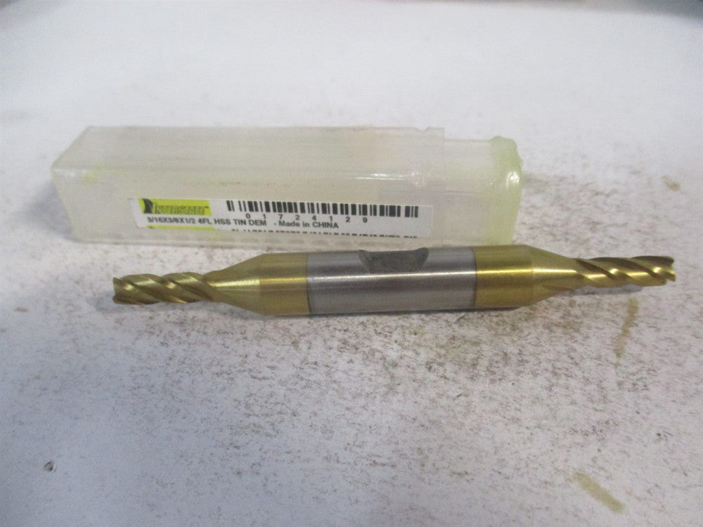 (722-04012) 3/16 x 3/8" x 1/2" x 3-1/4" OAL 4Fl HSS Square Double End Mill