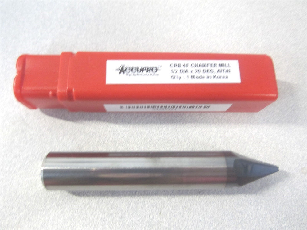 (EM99943876) 1/2" x 1/2" x 3" OAL Solid Carbide AlTiN RH 4Fl Chamfer Mill