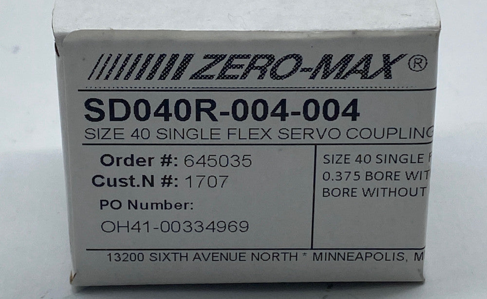 Zero-Max SD040R-004-004 Single Flex Servo Coupling, Size 40 0.375" Bore
