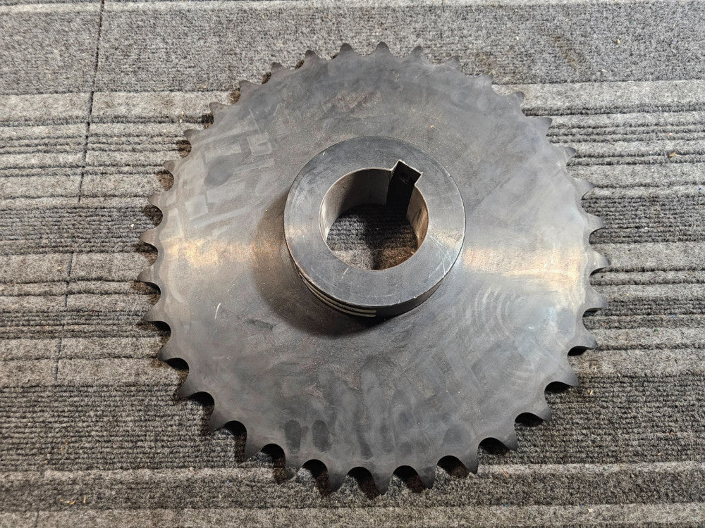 TSUBAKI H100B35 Roller Chain Sprocket; 2-15/16" Bore; 100 Chain; 35 Teeth, Steel