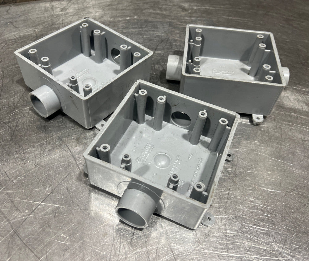 Carlon E9812E FS Box 31.5 PVC 3/4" Hubs 2-Gang LOT OF 3 Nos Surplus