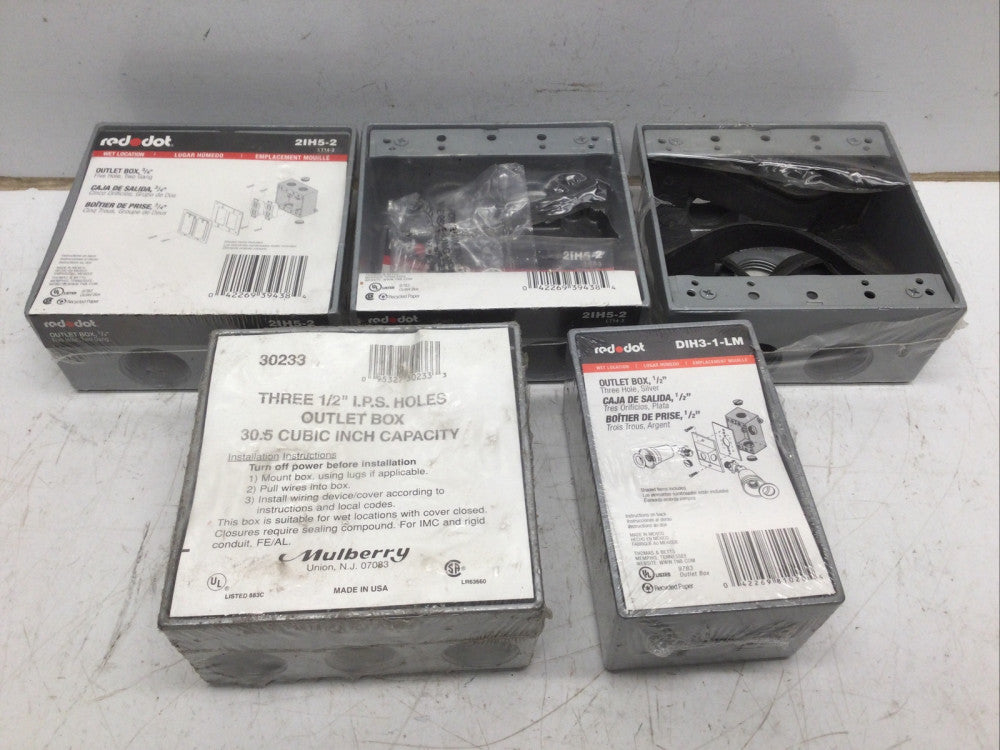 RED DOT (3) 2IH5-2 & (1) DIH3-1-LM + (1) MULBERRY 30233 2 GANG OUTLET BOX (5PACK