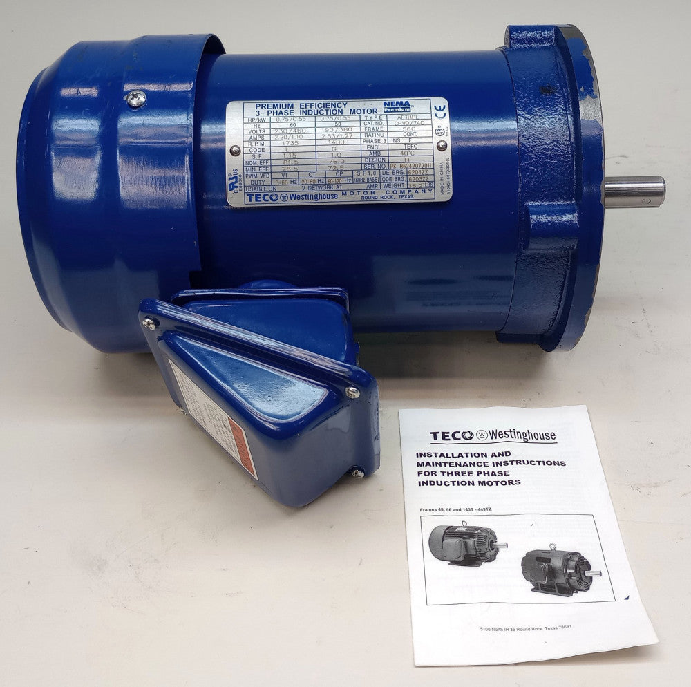 Teco Westinghouse AETHPE-GHVO-74C Used Premium Efficiency Induction Motor