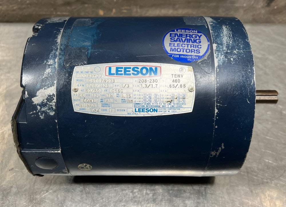 1/3HP LEESON 1725RPM 56C TENV 3PH MOTOR Cat No 110045.00/Model C6T17NC1B Nos