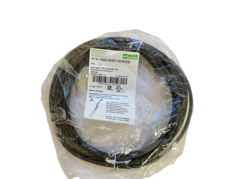 Murr Elektronik 7000-40341-6240500 M12 4-Pin Angled Male Cable 5m IP67