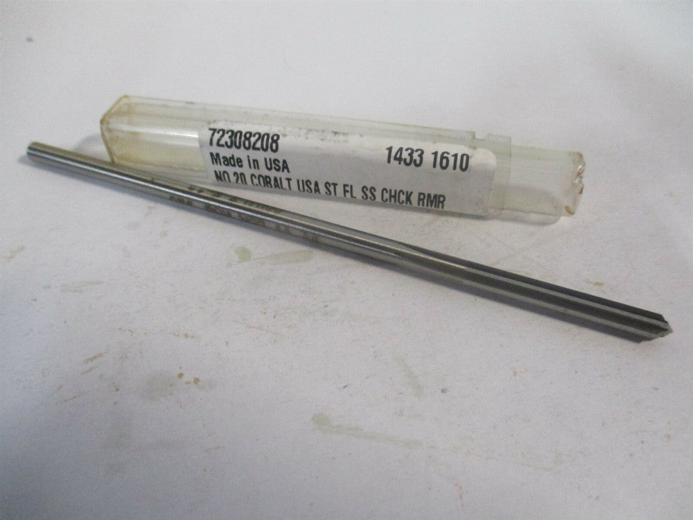 (1433-0.1610) #20 1-1/8" x 4-1/2" OAL Straight Shank Cobalt 6Fl Chucking Reamer