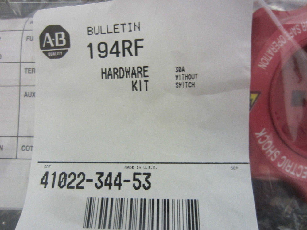 NEW Allen Bradley 41022-344-53 Hardware Kit Without Switch; 30Amp