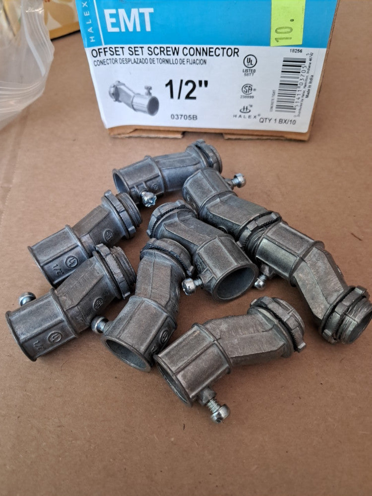 Halex 03705B, 1/2", Die-Cast, Non-Insulated, Set Screw, EMT/Box Connector, Lot 7