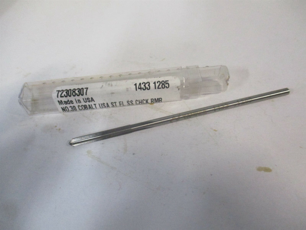 (1433-0.1285) #30 7/8" x 3-1/2" OAL 4Fl Straight Flute Cobalt Chucking Reamer