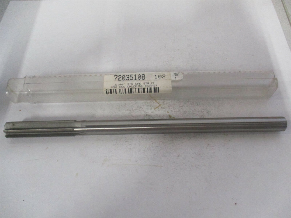 (72035108) 0.51" x 2" x 8" OAL 6-Flute Straight Shank HSS Chucking Reamer