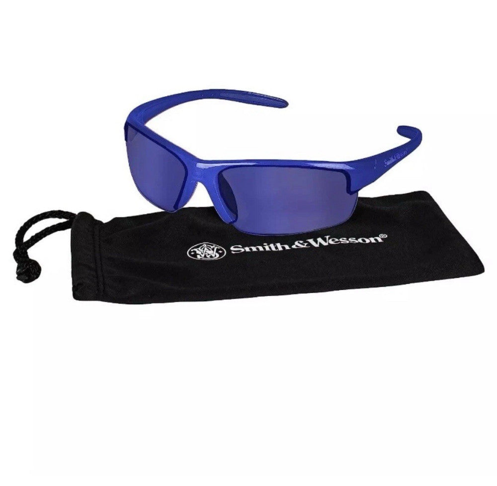 Smith & Wesson Safety Glasses Eyewear 21301 Blue Mirror Lens Blue Frame NEW