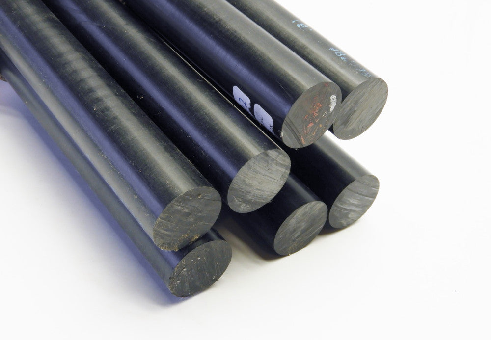 (Lot of 7) Acetal Plastic Rod Black 1.250" x 30" (21 Feet Total) Ensinger TCAFOR