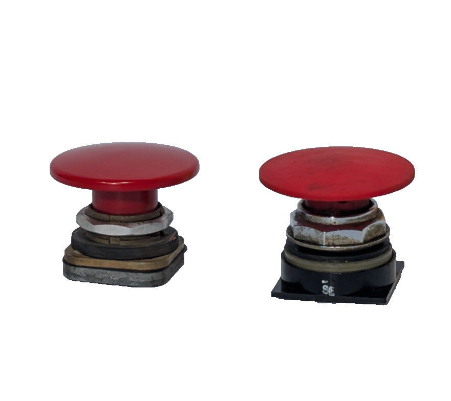 Lot of 2: Red Mushroom Head Industrial Push Button Emergency Switch Modules