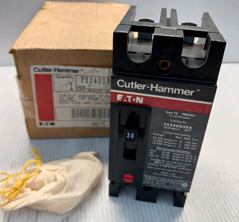 New Eaton FS240030A Circuit Breaker 30 Amp 2 Pole 240/480 Vac