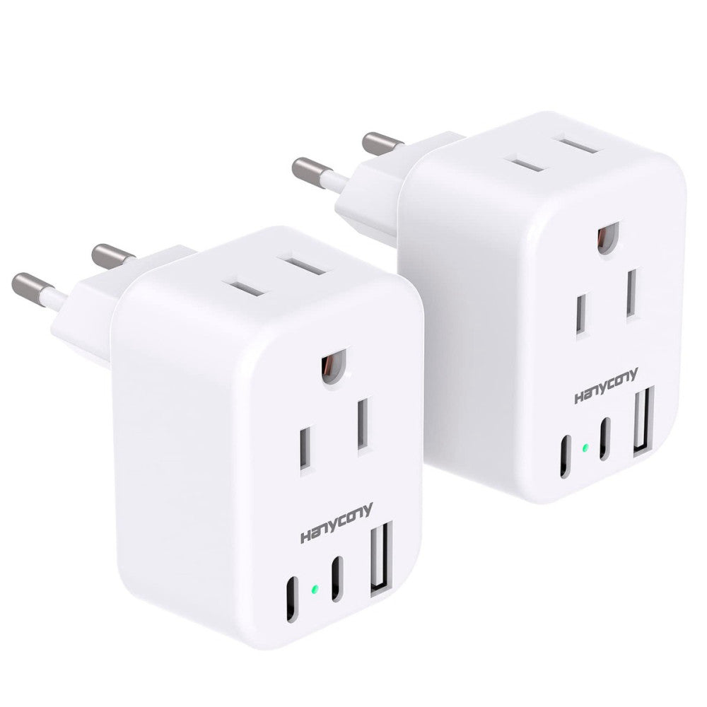 European Travel Plug Adapter for International Italy Spain Power Adapter 2 Ou...