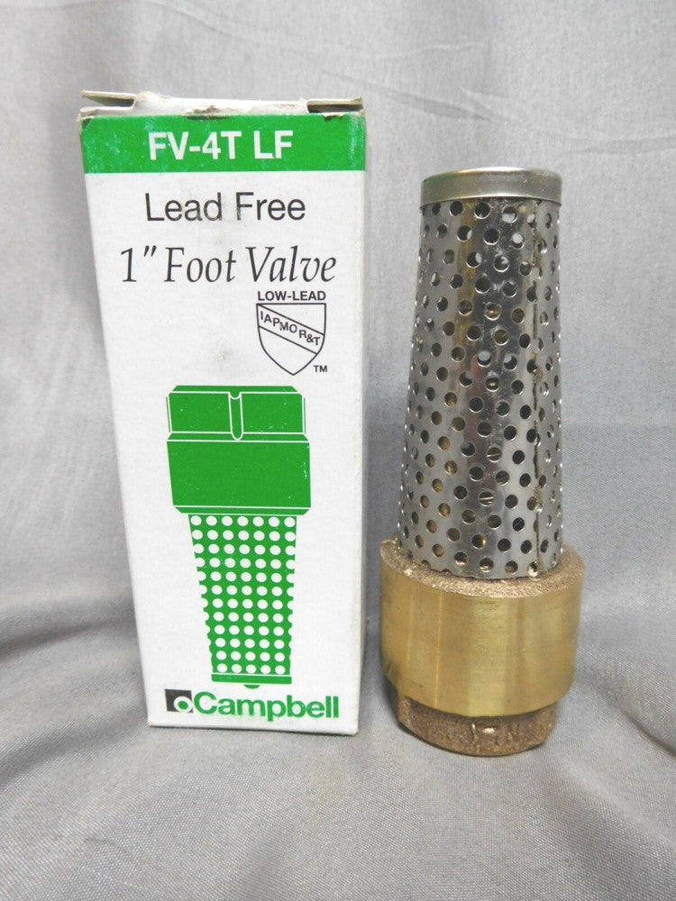CAMPBELL ~ (NEW in BOX) ~ 1" FOOT VALVE ~ ( LEAD FREE ) ~ PN# FV-4T LF ~ (NEW)