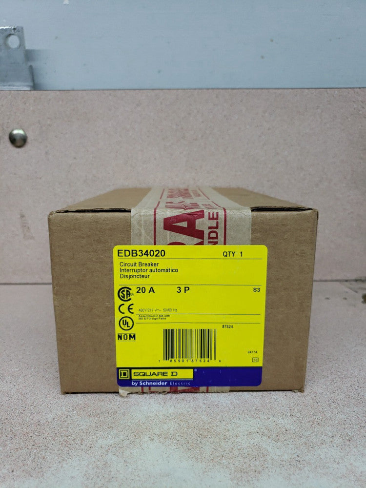 NEW Square D EDB34020 20A 3 Poles Bolt On Circuit Breaker