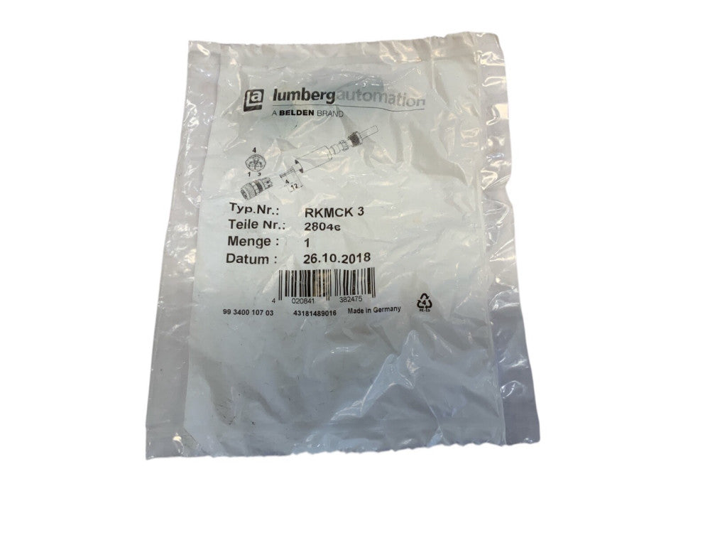 LUMBERG AUTOMATION Hirschmann RKMCK 3 Socket CONNECTOR, M8 Circ, 3 POLE New