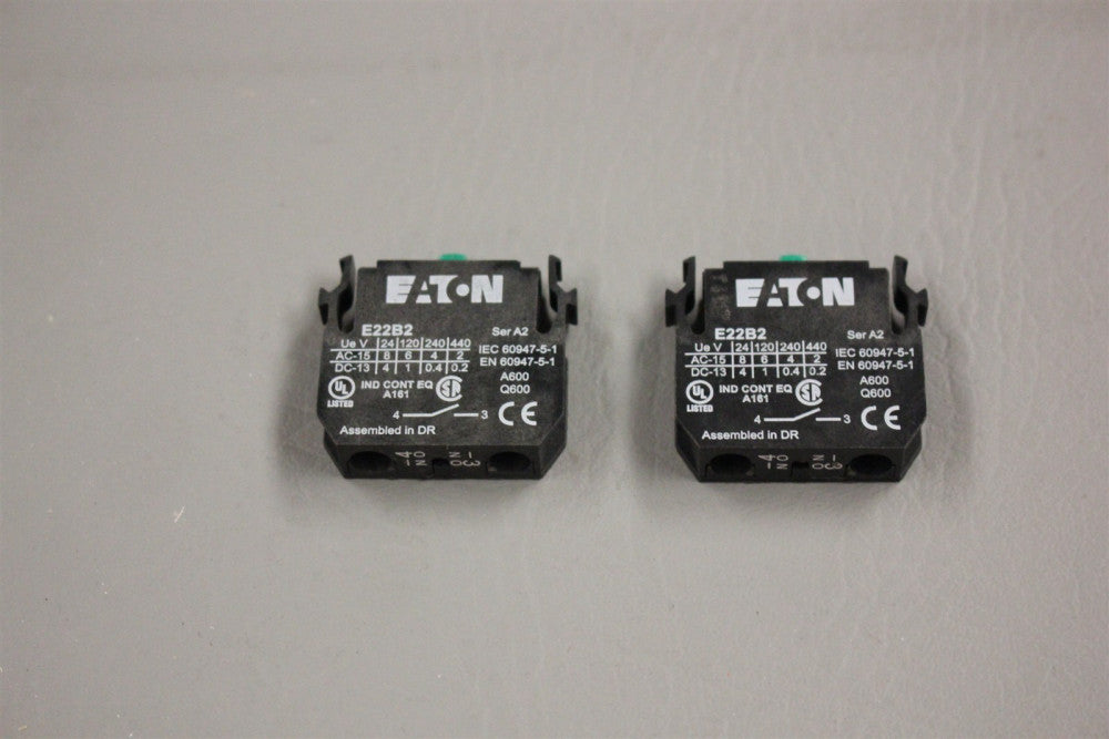 Lot of 2 UNUSED EATON CONTACT BLOCK E22B2