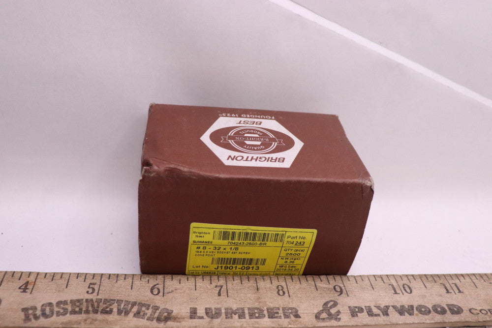 (2500-Pk) Brighton Socket Set Screw Cup Point Alloy 8-32 x 1/8" 2180110