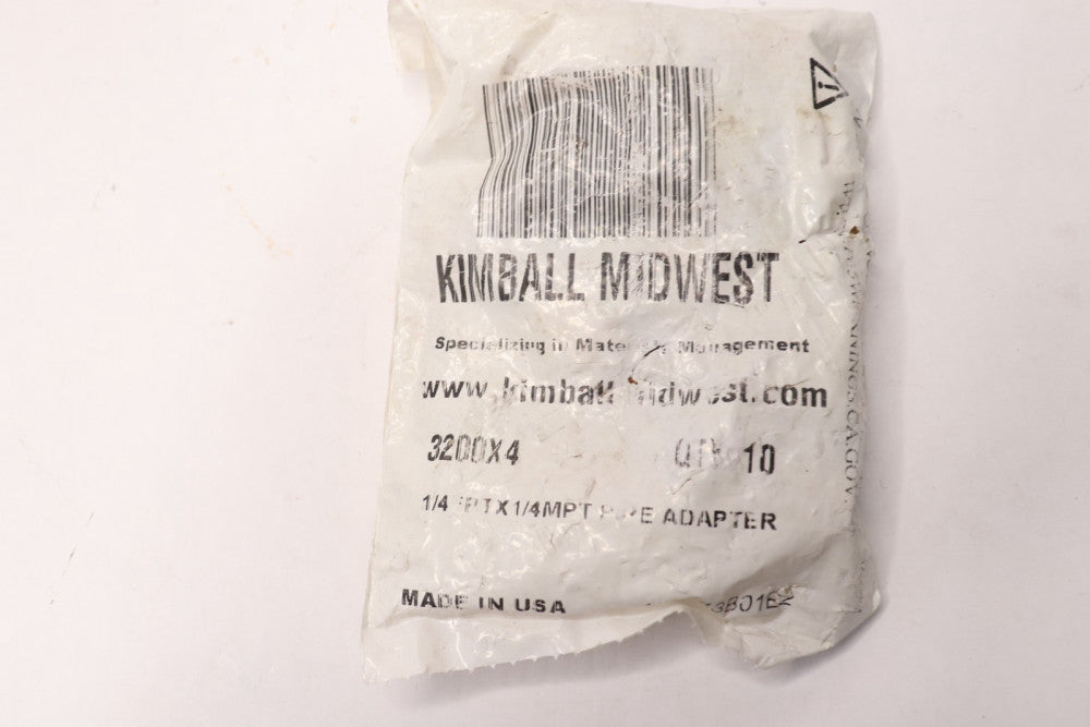 (10-Pk) Kimball Midwest Pipe Adapter Brass 1/4" x 1/4" 3200X4