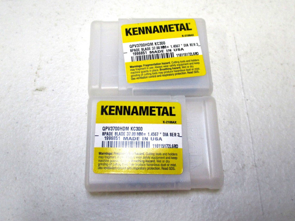 Kennametal 1.4567" QPV3700HDM KC300 Series 3 Carbide Spade Blade Insert - 2 QTY