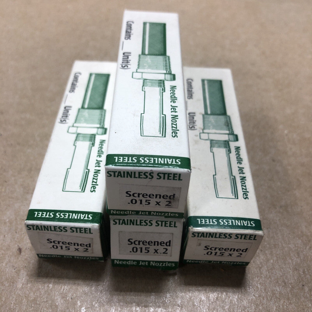 NEW Gatewood Needle Jet Nozzle .015X2 Stainless Steel Screened (LOT OF 4)