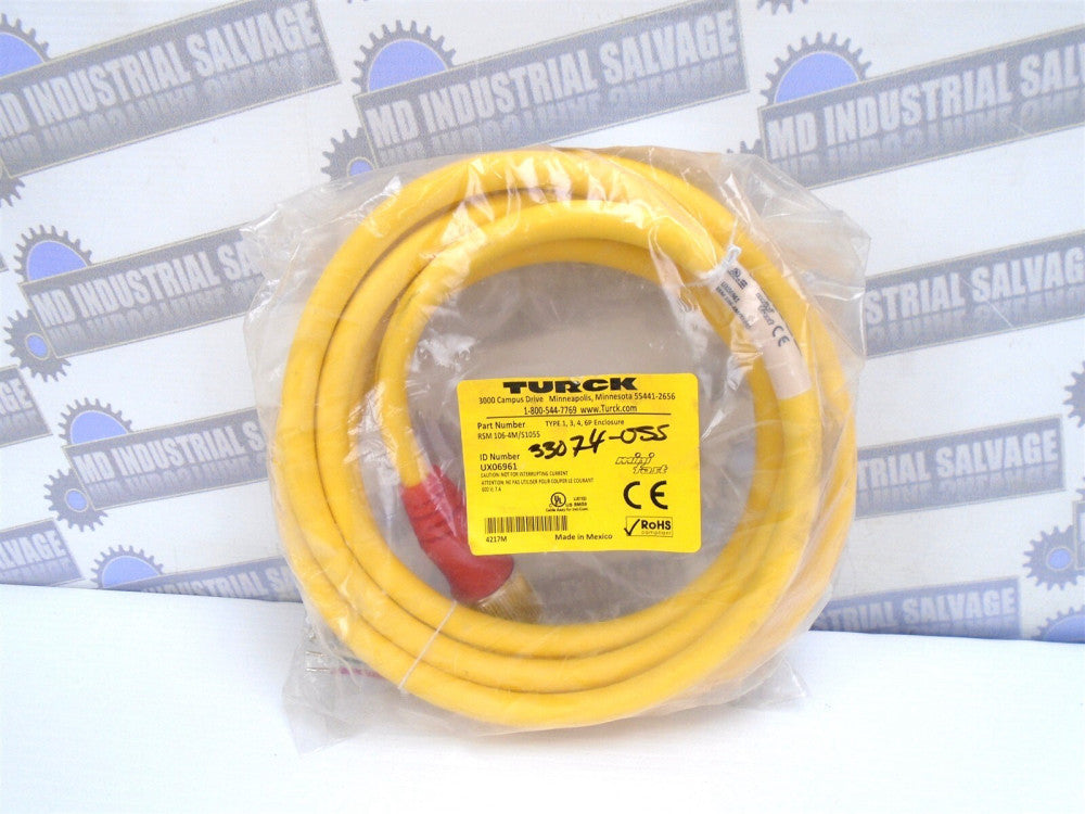 TURCK - RSM 106-4M/S1055 - 4M(13ft) - 600V - 1-1/8" Male 10-Pin to Bare Wire NEW