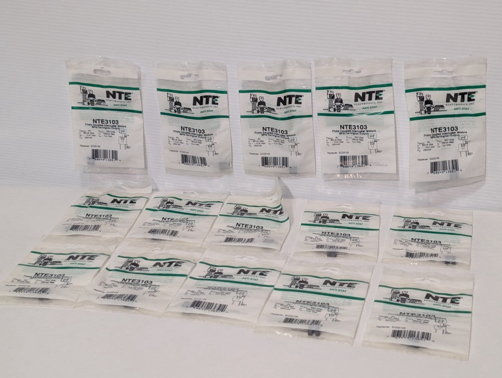 Lot of 15: NTE NTE3103 Anti-Stat Photo Coupled Interrupter Modules, NPN Output