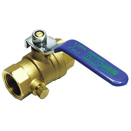 Zoro Select 1Pyn9 1/2" Fnpt Brass Ball Valve With Drain Inline