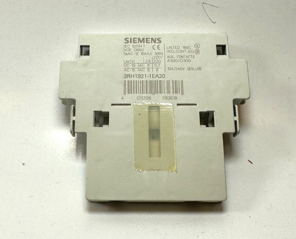 Siemens 3RH1921-1 EA20 Auxiliary Contact Block 2-N.O. - New Fast Ship