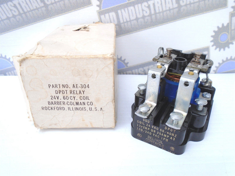 BARBER COLMAN - AE-304 - DPDT RELAY - 24V COIL - 25A @ 120/240 VAC (NEW in BOX)