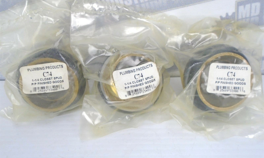 LOT OF 3 - Plumbing Products C74 1-1/4" Closet Spud - Brass (NEW)