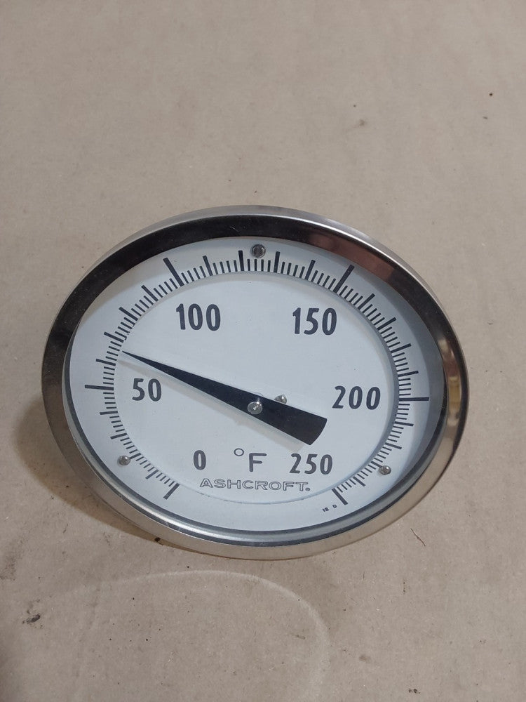 Ashcroft 50 EI60 R 060 Dial Thermometer,Bi-Metallic,0-250 Deg F...1/2" NPT 6" ST