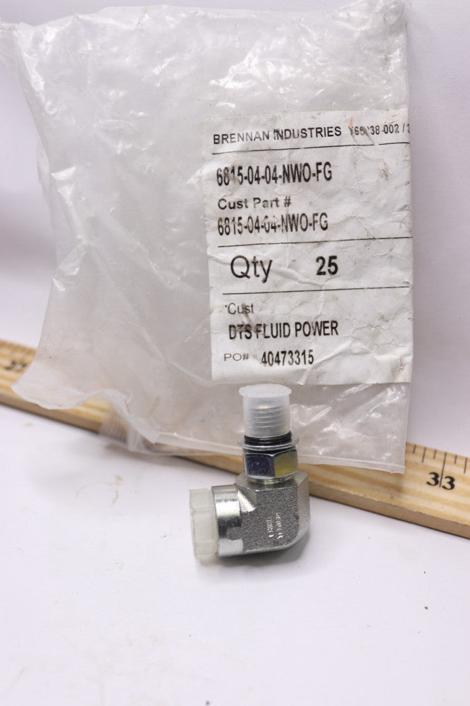 (25-Pk) Brennan Elbow Forged Steel 1/4" Tube OD 6815-04-04-NWO-FG