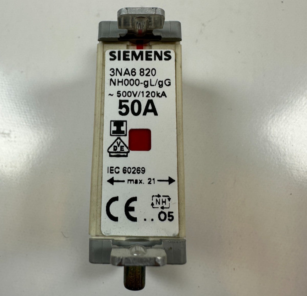 Siemens 3NA6-820 Fuse Link 50A/500V IEC 60269 120kA - New Fast Ship from USA