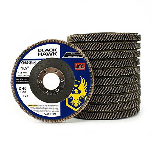 High Density Zirconia Flap Discs Jumbo Grinding Wheels XL Type 27, 4.5" x 7/8...