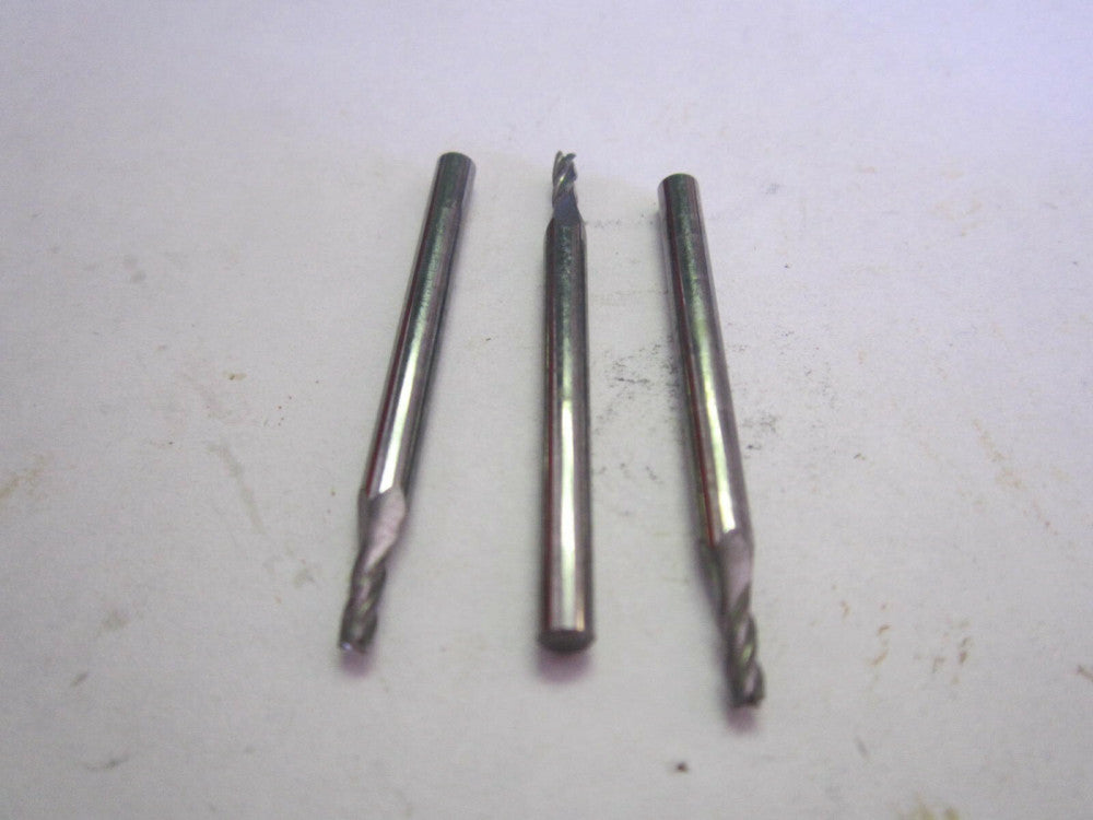 5/64" x 1/4" x 1/8" x 1-1/2" OAL Carbide 4 Flute RH Square Endmills - Lot of 3