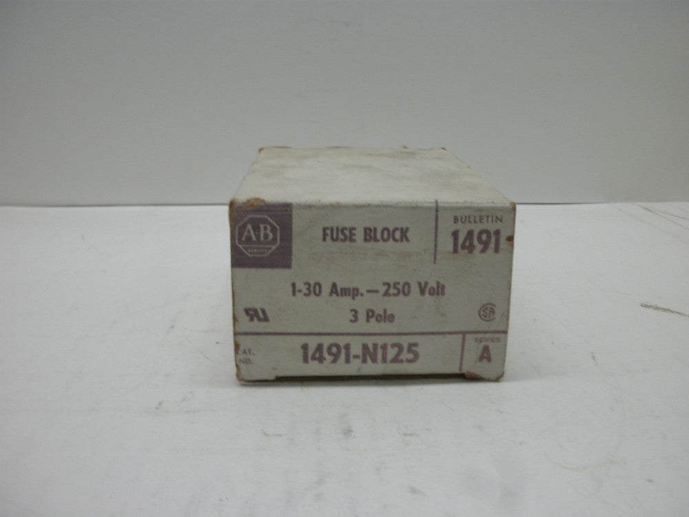 ALLEN BRADLEY 1491-N125 SER A FUSE BLOCK (SET) 30 AMP-250 VOLT 3 POLE NEW IN BOX
