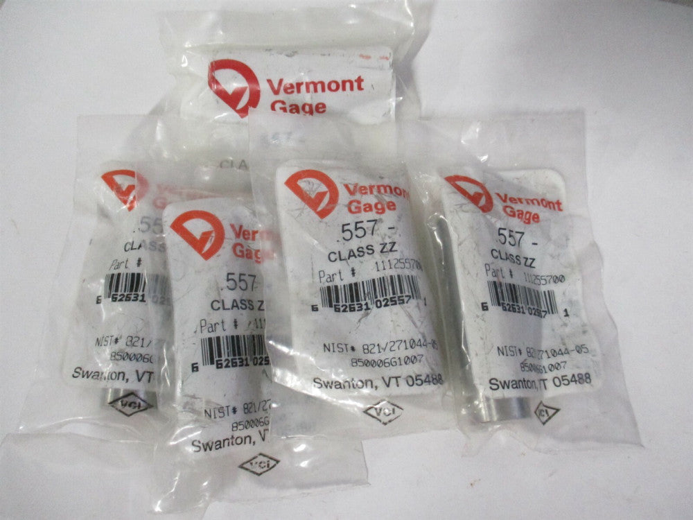 Vermont Gage (111255700) 0.557" Diam Class ZZ Minus Plug & Pin Gage - Lot of 5