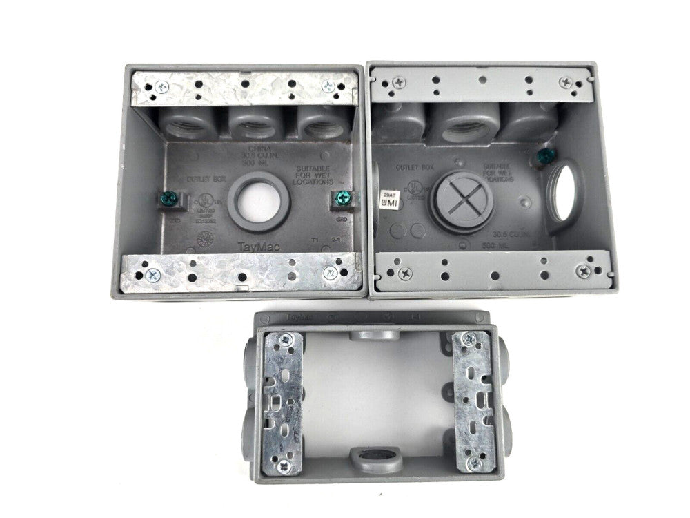Lot 3pcs Taymac Wet Location 2-Gang Outlet Box 30.5 cu in + Extension Box