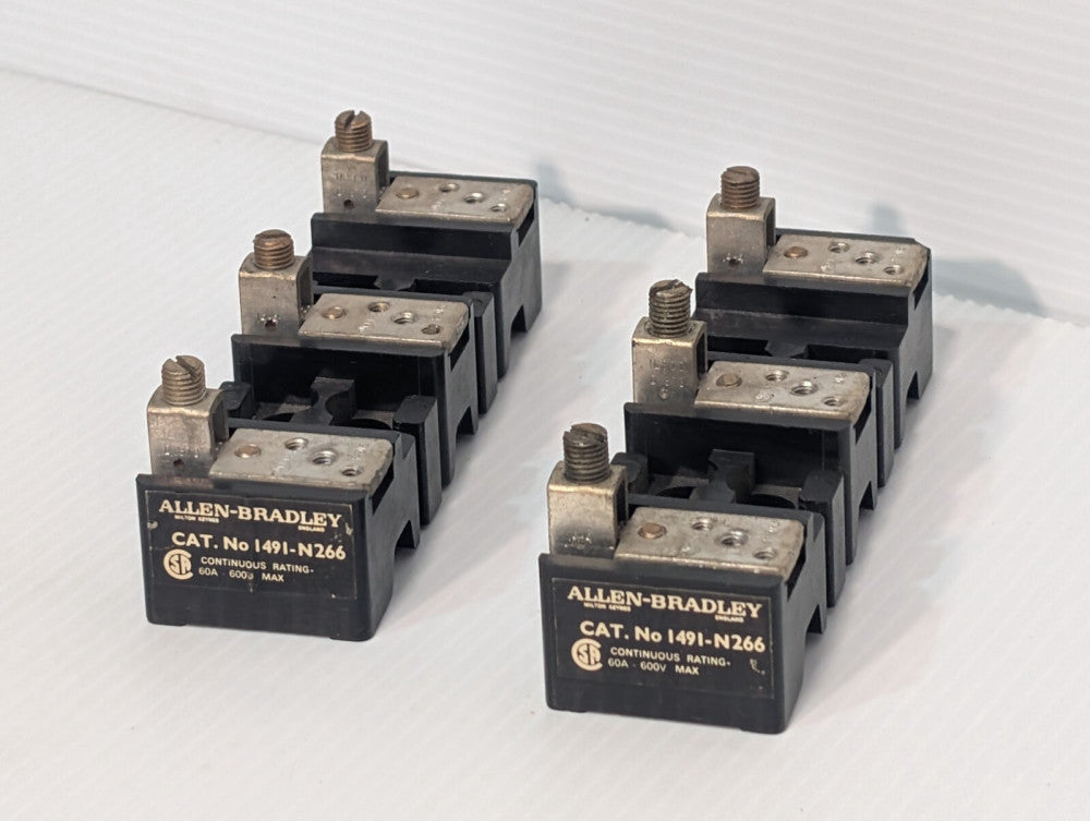 Lot of 2 Allen Bradley 1491-N266 Fuse Holders/Fuse Blocks 3 Pole 600VAC 60A