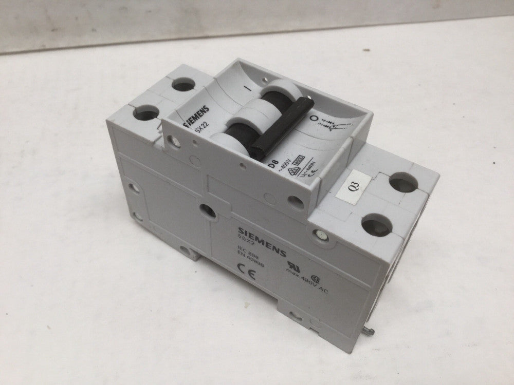 SIEMENS 5SX22 D8 2 Pole Circuit Breaker
