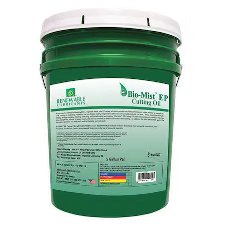 Renewable Lubricants 86734 Cutting Oil, Pail, Yellow, 5 Gal.