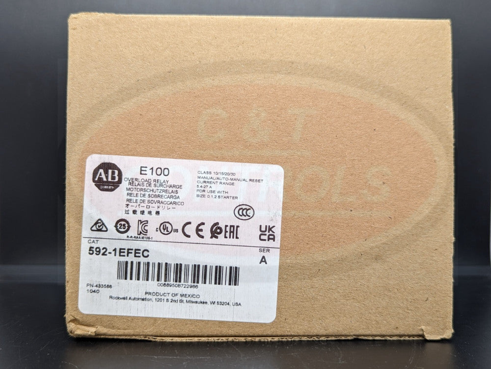 Allen Bradley 592-1EFEC E100 Overload Relay 5.4-27A Nema Size 0 New In Box USA