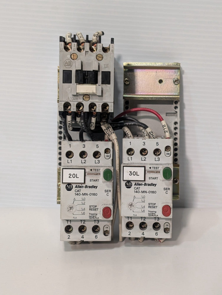 Allen-Bradley Contactor Assembly (Qty 2) 140-MN-0160 / (Qty 1) 100-A09ND3