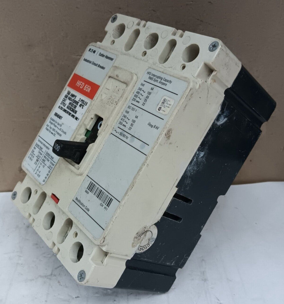 EATON 100 AMP CIRCUIT BREAKER 3 POLE 600 VAC HFD3100 *FLAW